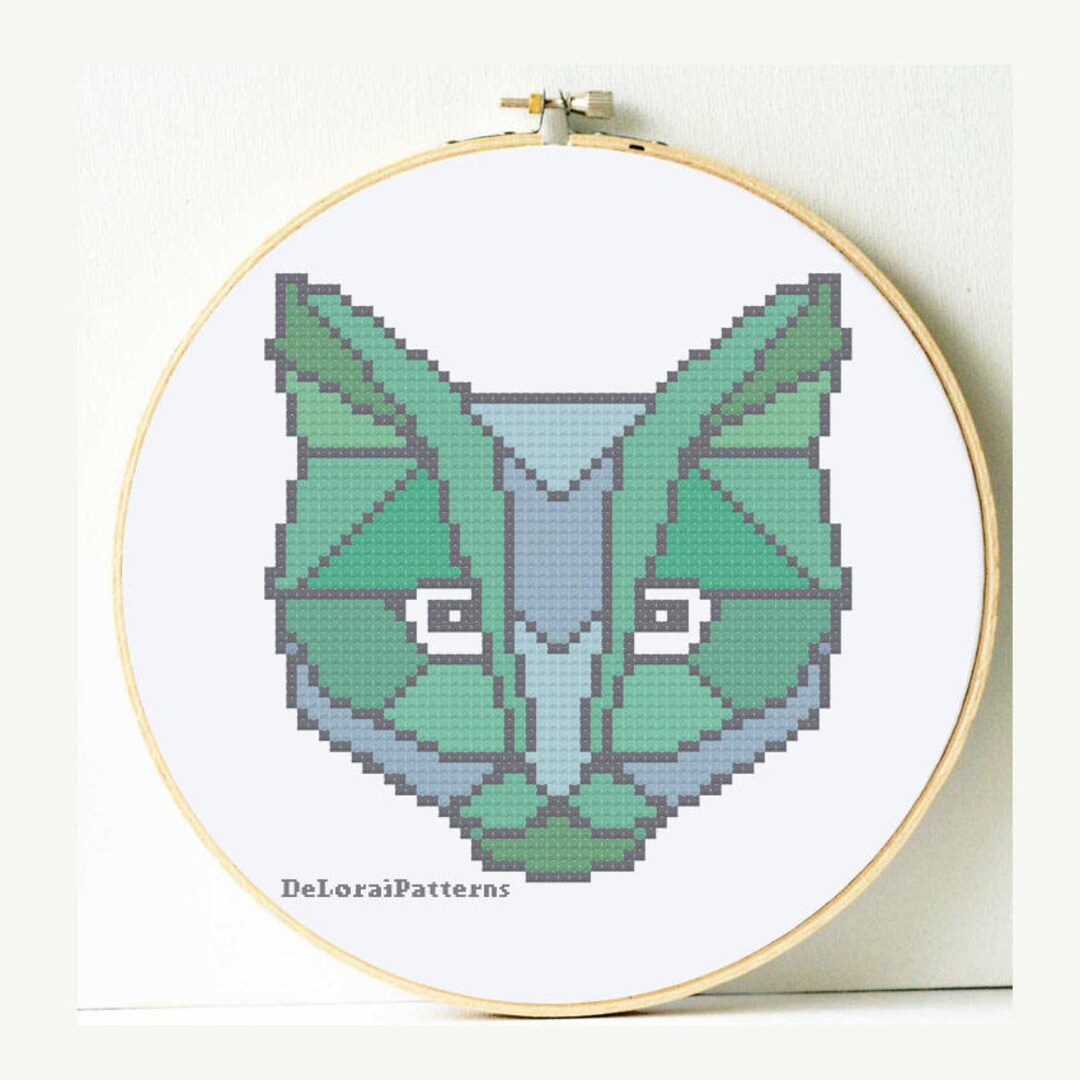 Geometric Cat Cross Stitch Pattern. Animals Cross Stitch Pattern