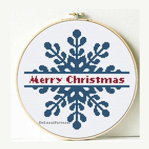 Snowflake cross stitch pattern, Christmas cross stitch, Merry Christmas wall decoration, Christmas decoration ornaments Instant PDF Download