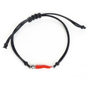 Lucky horn bracelet, Good Luck red amulet, Good Luck bracelet, Handmade silver bracelet