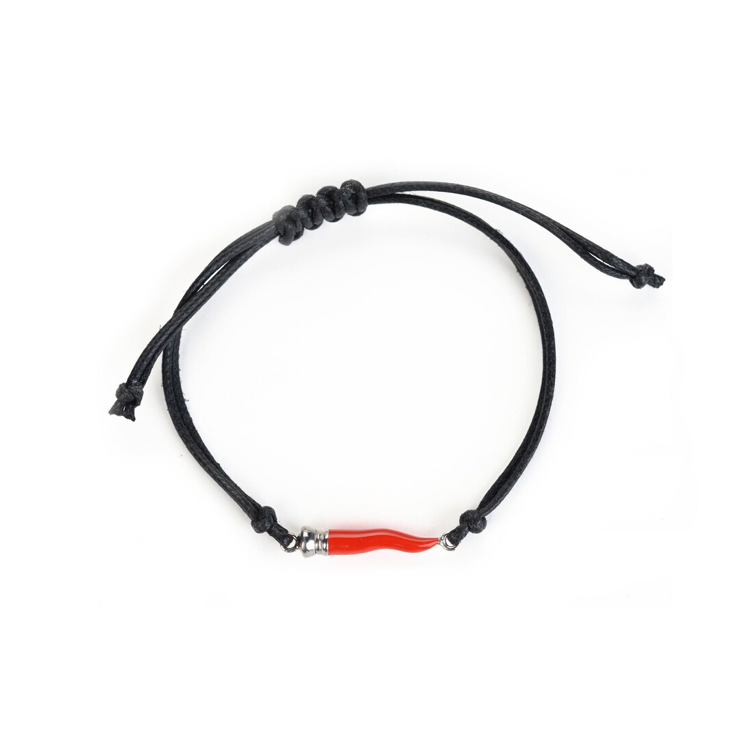 Lucky Horn Bracelet, Good Luck Red Amulet, Good Luck Bracelet, Handmade