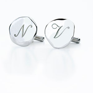 Custom wedding cufflinks, Silver engraved cufflinks in the shape of a chips, size XL, Personalized cufflinks, Handmade in Italy