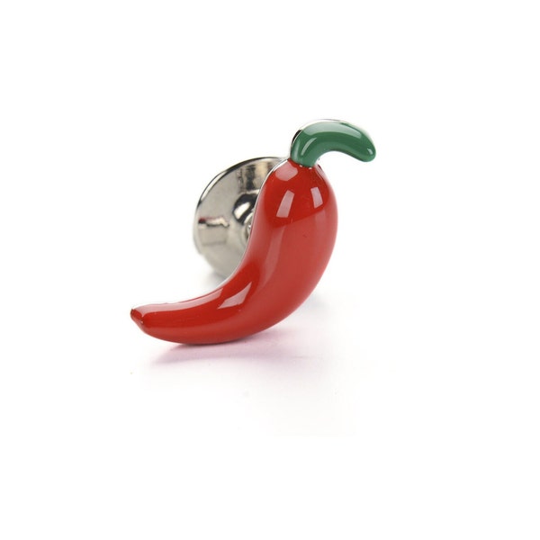 Pin's en argent avec piment rouge pour sac ou veste, pin's pour homme, pin's cadeau, pin's girl, porte-bonheur