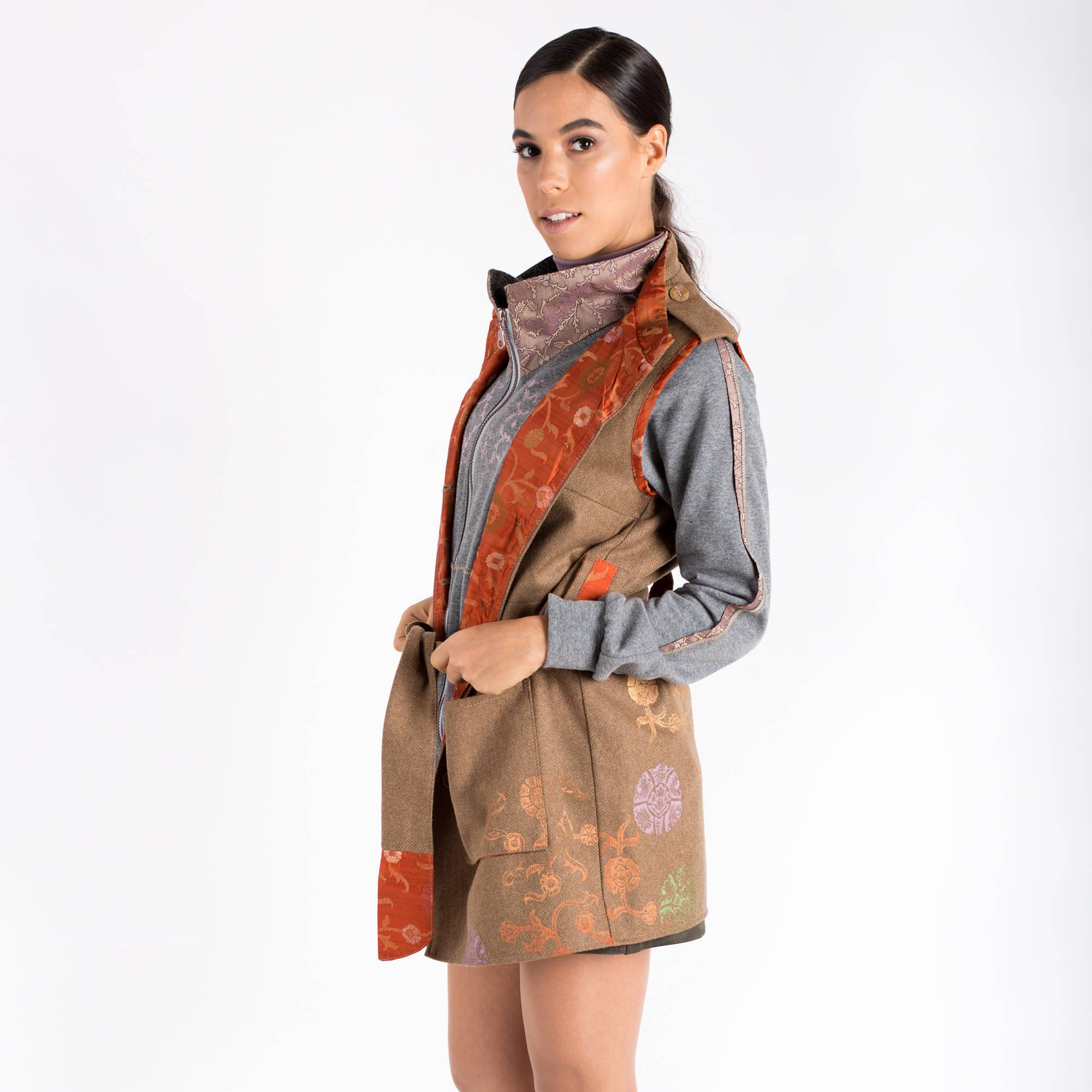 Warm Vest Womens Brown Sleeveless Vest Vest With Pockets Etsy