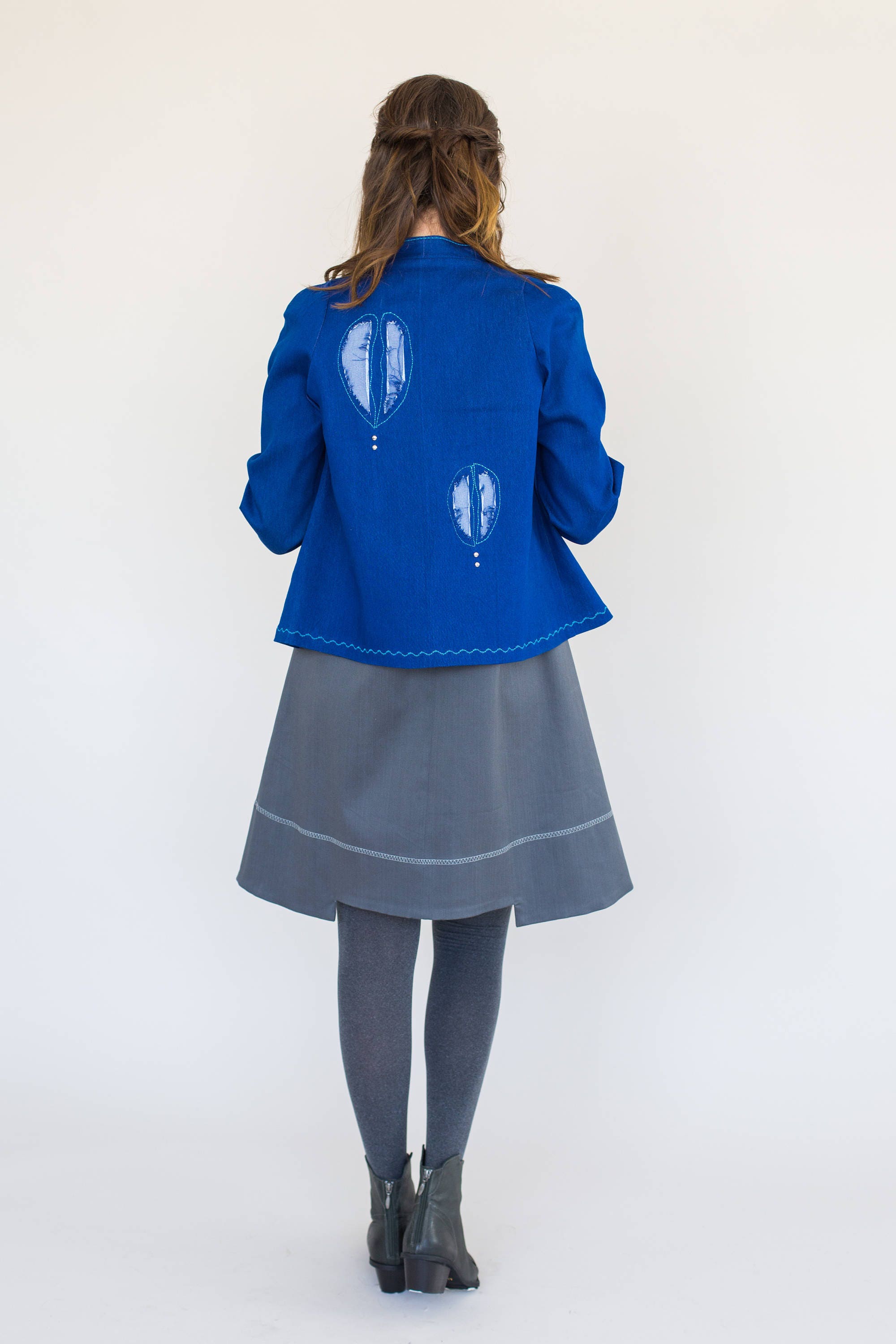 short blue jacket womens