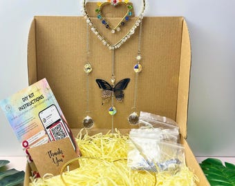 DIY Heart Suncatcher Kit: Crystal Prisms, Charms, Window Art