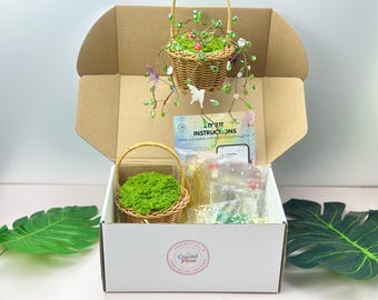 DIY Plant Suncatcher Kit: Crystal Beads, Metal Charms, Rainbow Prism
