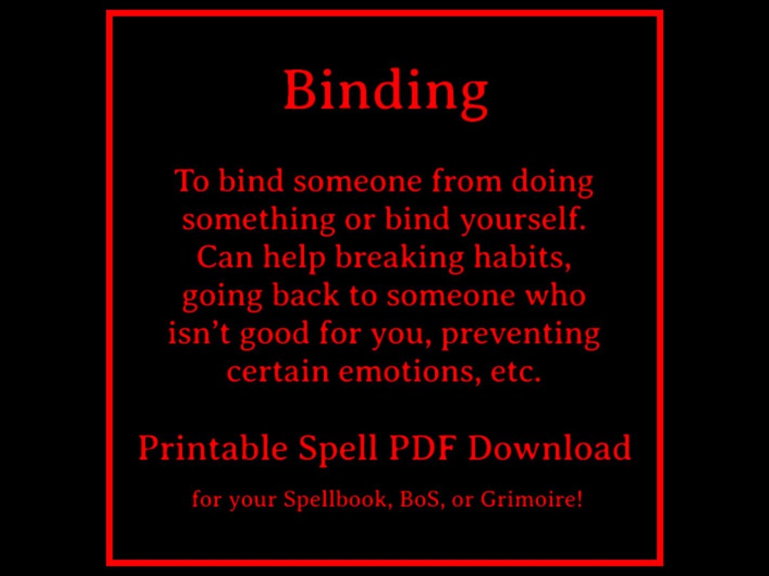 Binding Spell Instructions (printable PDF) - Etsy