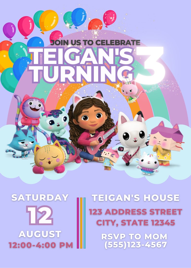 Gabby's Dollhouse Birthday Invitation Digital Template Etsy Gabby's Dollhouse Birthday Invitation Digital Template Etsy