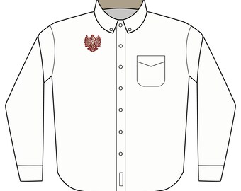 Koszula Oxford z haftowanym herbem Polski | Polska, zapinana na guziki, z długim rękawem | Port Authority | Prezent dla kibica piłki nożnej 2026