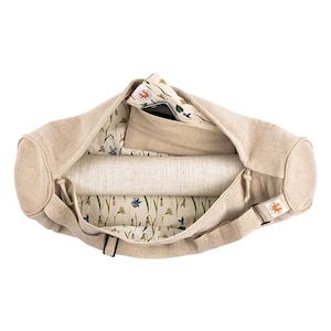Premium Yogamatten Tasche, Yogatasche mit Reißverschluss , Innentasche - Wiese der Erleuchtung (Blumen-Print)