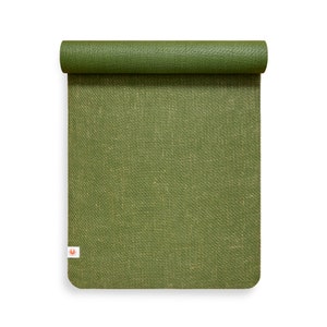 Premium Yoga Mat, Non-Slip CompleteGrip™ Sustainable Natural Tree Rubber & Jute - Forest Green