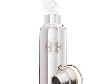 Insulated Water Bottle, Stainless Steel with Bamboo Seel Cap, Hot & Cold Tea Coffee Water Bottle