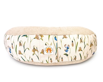 Meditation Cushion, Meditation Yoga Zafu Pillow Filled with Buckwheat - Meadow Of Enlightenment (Flower Print)