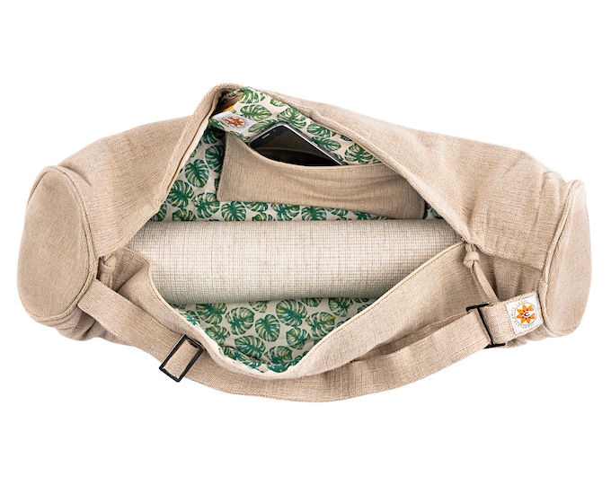 Premium Yoga Mat Bag, Yoga Bag with Zipper, Inner Pocket - Mindful Jungle (Montserrat Leaf Print)