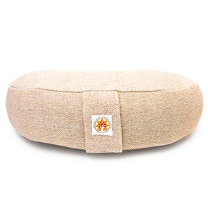 Premium Meditation Cushion, Half/Crescent Moon Shape, Natural Yoga Meditation Zafu Pillow Filled with Buckwheat image 1