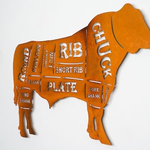 BBQ Bull- (Grill beef steel metal wall decoration rusty butcher steakhouse cow)