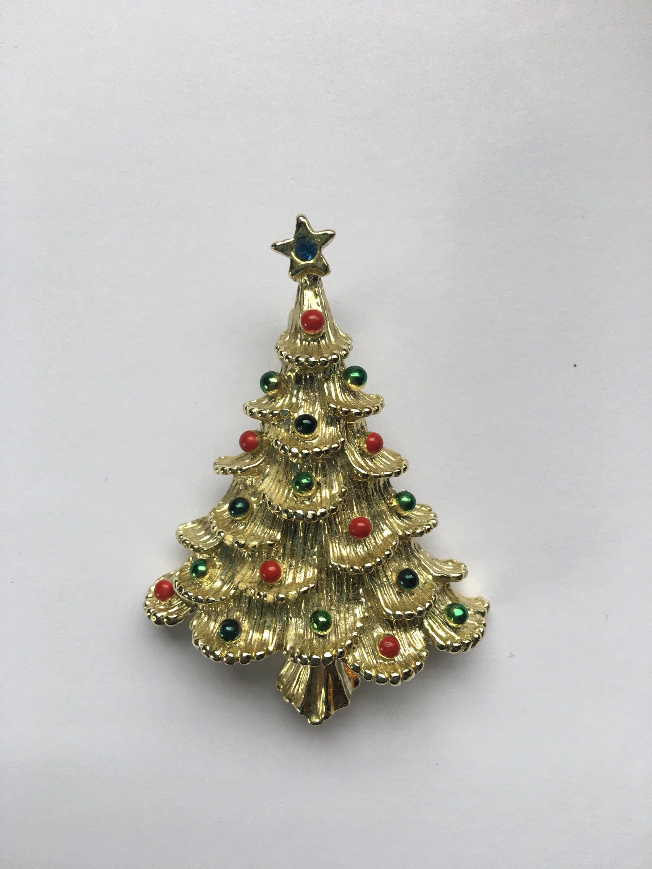 Gorgeous Signed GERRYs Christmas Tree Pin With A Sapphire Stone On The Top Of Absolutly Stunning Vintage Holiday Brooch Gorgeous Signed GERRYs Christmas Tree Pin With A Sapphire Stone On The Top Of Absolutly Stunning Vintage Holiday Brooch