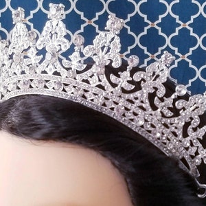 Fast Ship - Silver Tiara - Silver High Tiara - Silver & Rhinestone Tiara - Princess Queen Mary Crown - Silver Wedding Tiara -  Wedding Crown