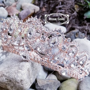 Ship Fast - 2.5&quot; Rose Gold Tiara - Rose Gold High Tiara -  Rose Gold Crown - Sweet 16 Rose Gold Crown - Quince Crown Tiara Rose Gold