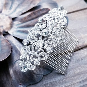 Fast Ship - 3.5&quot; Antique Silver Comb - Bridal Combs - Silver Combs - Art Deco Comb - Hair Combs - Hair Accessories