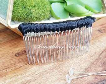 Black Satin Drop Veil Pin Kits - Wedding Veil Pin Kits - Drop Wedding Pins -Wedding Veil Pins - Mantilla Veil Pins - Veil Pins Satin Wrapped