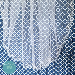 38&quot; Inch  -Embroidery Silver Thread Beaded Veil with Sequins & Beads - Scalloped Edge Fingertip Veil
