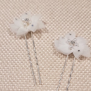 Fast Ship - Set of 2 Pearl & Rhinestone Hair Pins,Wedding Hair Pins,Beaded Bobby Pins,Hair Pins, Crystal Hair Sticks - Pearl Hair Pins