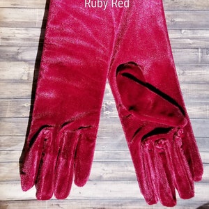 15&quot; - Velvet Ruby Red Opera Gloves  - Velvet Formal Wear Gloves - Velvet Costume Gloves  - Velvet Maroon Satin Gloves - 15&quot; long - Velvet