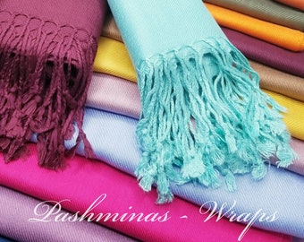 Soft Pashmina Shawls -Wedding Wraps - Bridesmaids Shawls - Guest Of Wedding Shawls -  Silky Evening Shawls - Wedding Scarfs