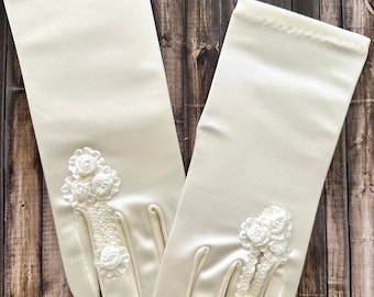 Guantes de ópera de satén con abertura para el dedo anular hasta la muñeca - Guantes formales - Guantes de disfraz - Guantes de satén - Guantes de novia de satén - Guantes