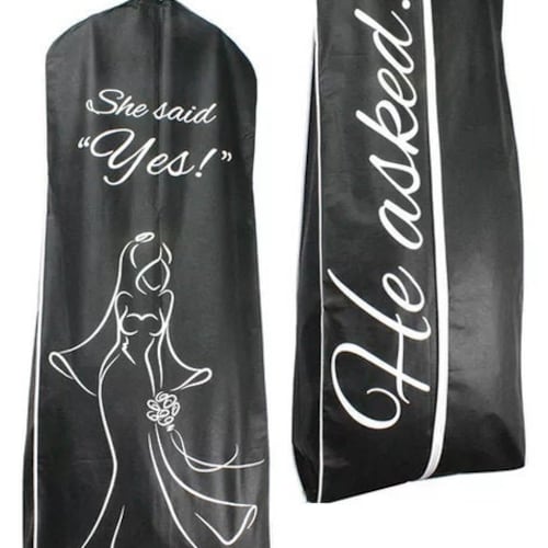 Black/white He Asked She Said Yes Garment Bag Wedding Gown Etsy