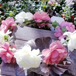 360 Circle - Ivory/Blush Flower Crown Wreath - Boho Bridal Headpiece - Natural Wedding Hair Wreath - Bridal Halo - Blush Flower Crown