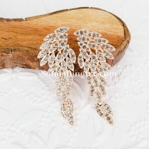 2.5&quot; - Rose Gold Earrings - Angel Wings Chandelier Earrings