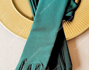 23" - Hunter Green Gloves Opera Gloves - Emerald Green Formal Gloves - Dark Green  Costume Gloves - Dancer Satin Gloves - Green Gloves - - Etsy