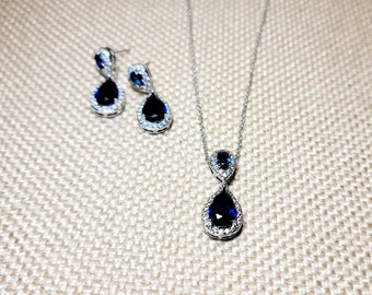 Matching Set - Sapphire Blue Necklace, Bracelet and Earrings - Royal Blue Necklace - Midnight Blue Necklace - Navy Blue Necklace