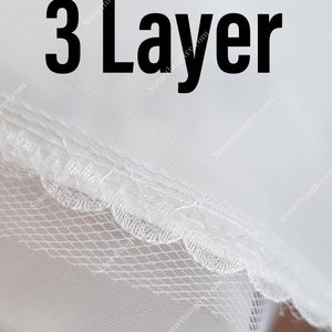 3 Layer A-Line Drawstring Petticoat Wedding Petticoat White Petticoat Gown Petticoats Drawstring Waistband image 5