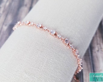 Rose Gold Bracelet - Rose Gold Jewelry - Bracelets - Rose Gold Wedding Bracelet - Crystal Bracelet