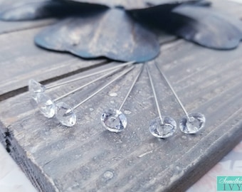 Crystal Head Pins - Veil Pins- Drop Wedding Pins -Wedding Veil Pins - Mantilla Veil Pins - Veil Pins - 6 pack