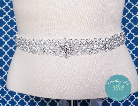 Beaded Organza Sash & Crystal Rhinestone Bugle Beaded Belt  display picture 1