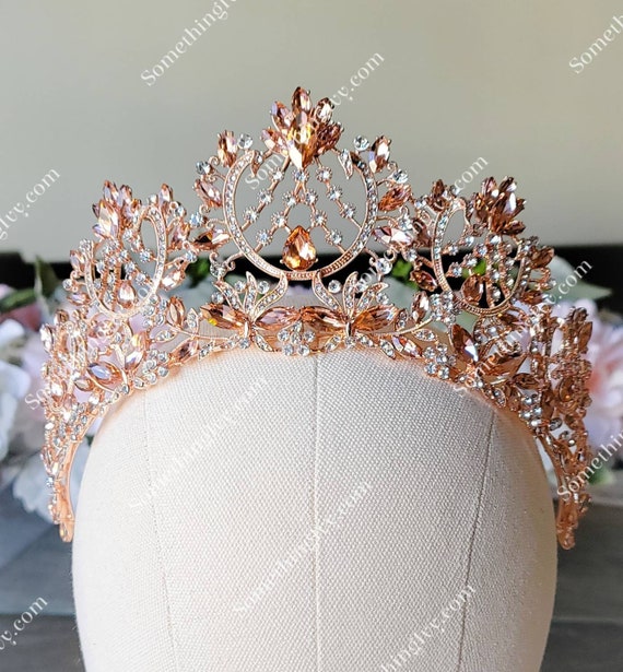 Snel schip 3 Rose Gold Tiara met Champagne Amber Rose Gold High