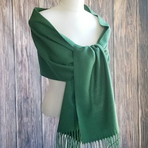 72&quot;L- Plush Soft Hunter Green Pashmina - Wrap - Pashmina - Cover Ups - Green  Wedding Wraps - Bridesmaids Shawls - Green Evening Gown Shawls