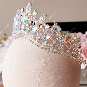 Multi Color 2.5&quot; Queen Crown  Silver with A/B Crystals- Quince Crown- Pageant Crown - Wedding Crown - Bridal Crown - Debutante Crown