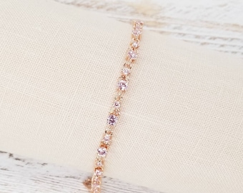 Rose and Blush, roségouden armband - roségouden sieraden - armbanden - roségouden trouwarmband - kristallen armband