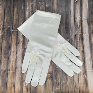 Ring Finger Opening - Opera Gloves Satin - Formal Wear Gloves - Costume Gloves  - Satin Gloves - Bridal Satin Gloves - Debutante