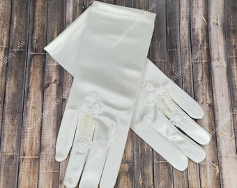 Ring Finger Opening - Opera Gloves Satin - Formal Wear Gloves - Costume Gloves  - Satin Gloves - Bridal Satin Gloves - Debutante