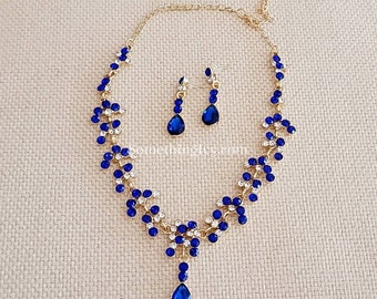 Matching Set - Sapphire Blue Necklace and Earrings - Royal Blue Necklace - Midnight Blue Necklace - Navy Blue Necklace and Earrings