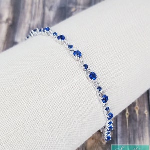 Something Blue Bracelet - Sapphire Blue Bracelet - Silver/Blue Bracelets - Wedding Bracelet - Royal Blue Crystal Bracelet