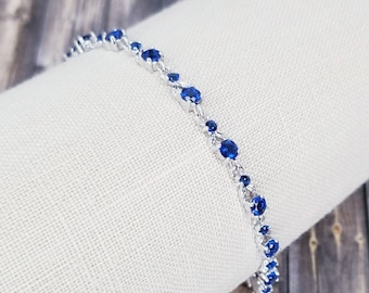 Something Blue Bracelet - Sapphire Blue Bracelet - Silver 