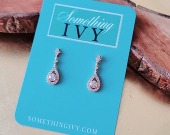 Pendientes colgantes de oro rosa - Pendientes de araña de oro rosa - Pendientes de diamantes de imitación de oro rosa - Pendientes colgantes de oro rosa