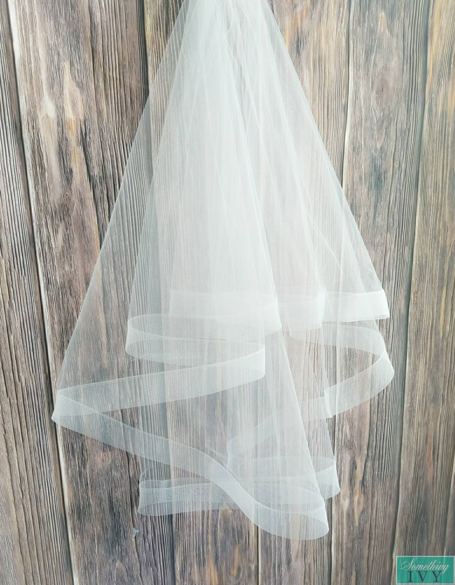 2 Tier Horsehair Edge Wedding Veil Horsehair Trim Edge Veil Etsy